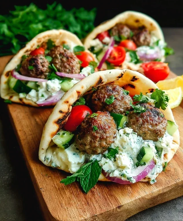 Greek Meatball Pitas