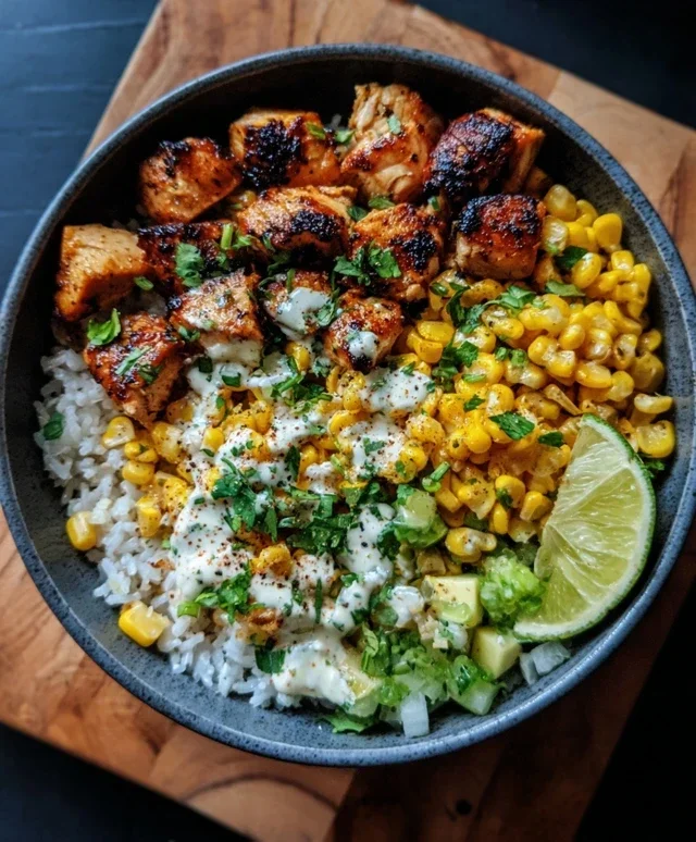 Street Corn Chicken Rice Bowl