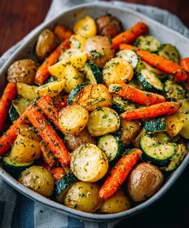 Garlic Herb Roasted Potatoes Carrots and Zucchini