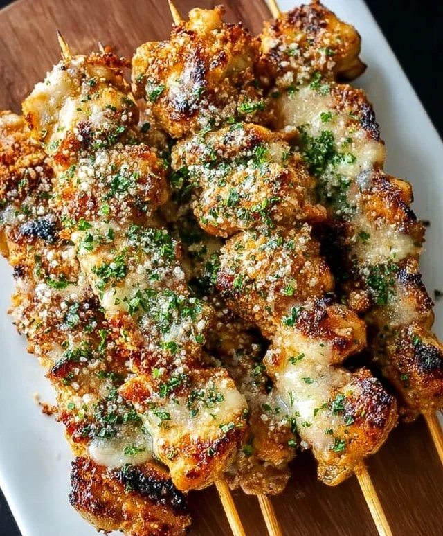 Ranch Garlic Parmesan Chicken Skewers