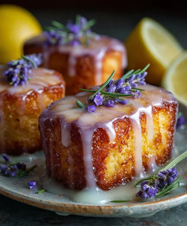 Mini Lemon Cakes With Lavender Glaze