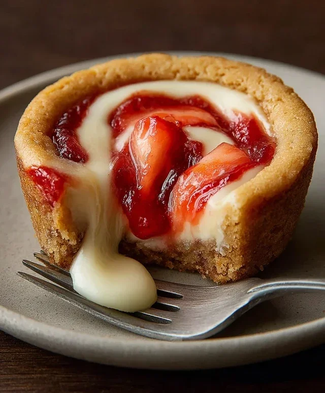 Strawberry Swirl Cheesecake Cookie Cups