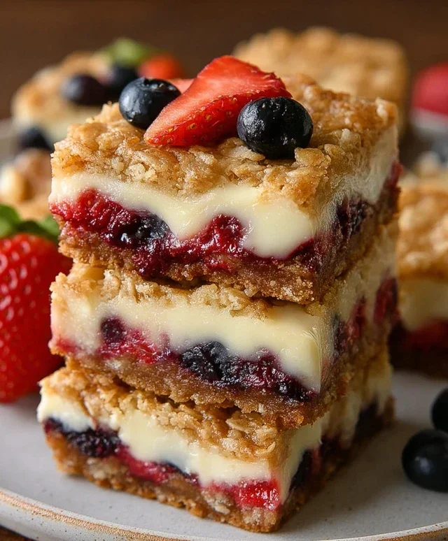 Berry Oatmeal Cheesecake Bars