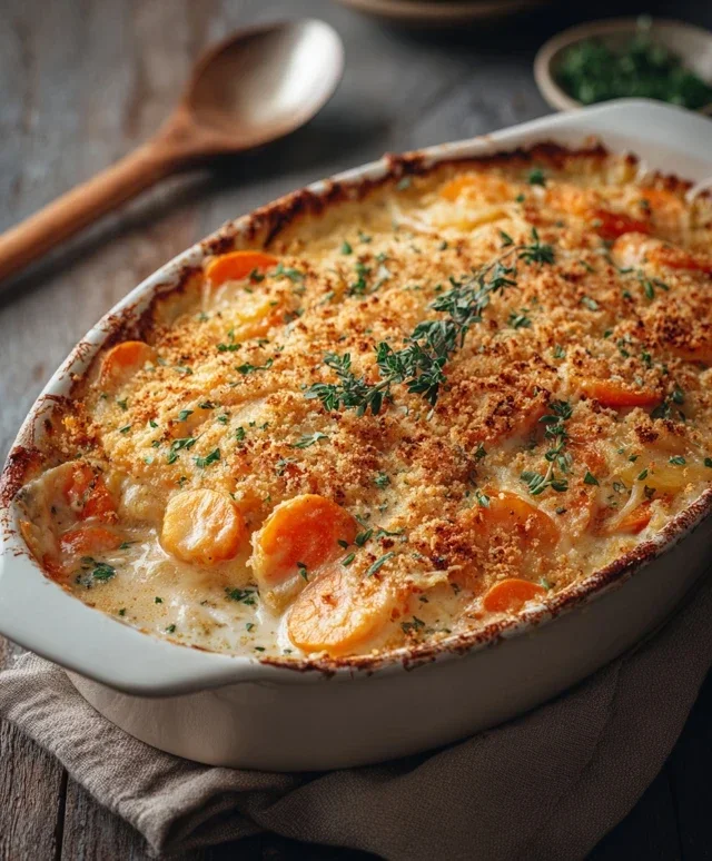 Cheesy Garlic Carrot Gratin – Creamy, Sweet & Savory