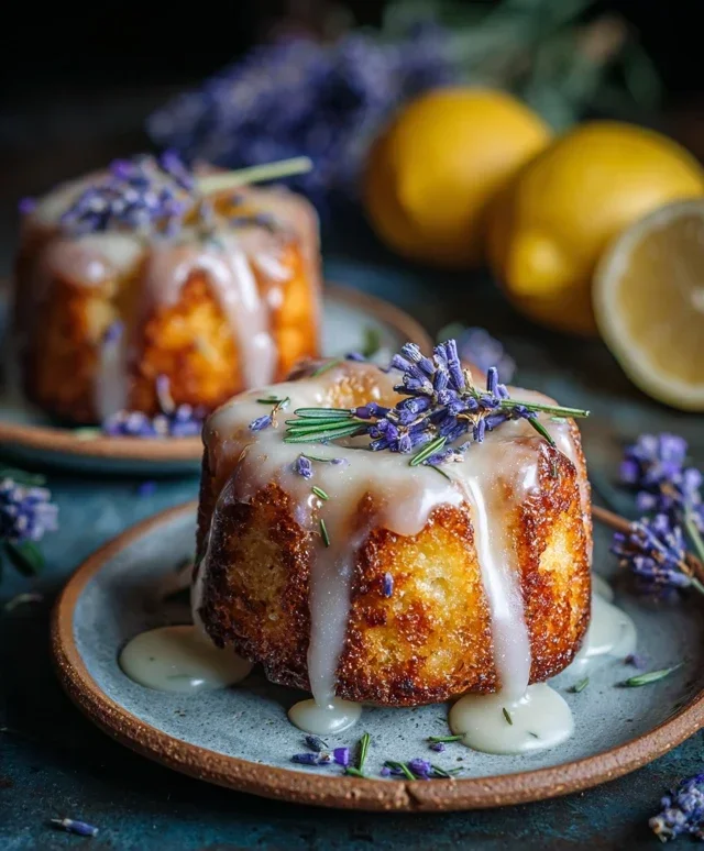 Mini Lemon Cakes With Lavender Glaze