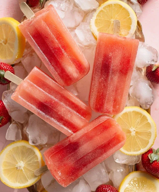 Strawberry Lemonade Popsicles