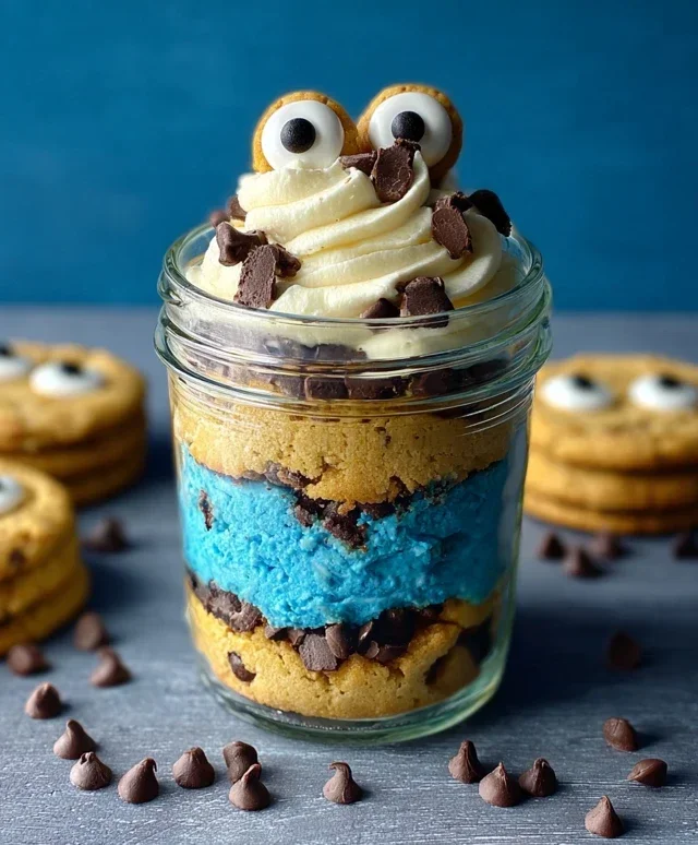 Cookie Monster Cake Jars