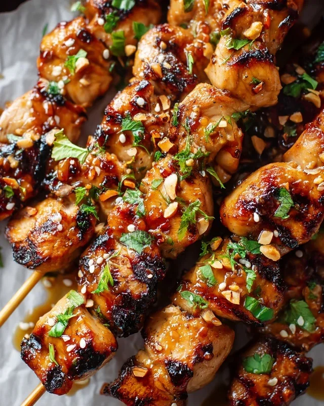 Easy Grilled Asian Chicken Skewers with Honey Garlic Sauce
