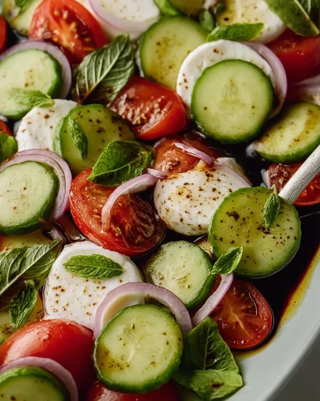 Fresh Cucumber Caprese Salad