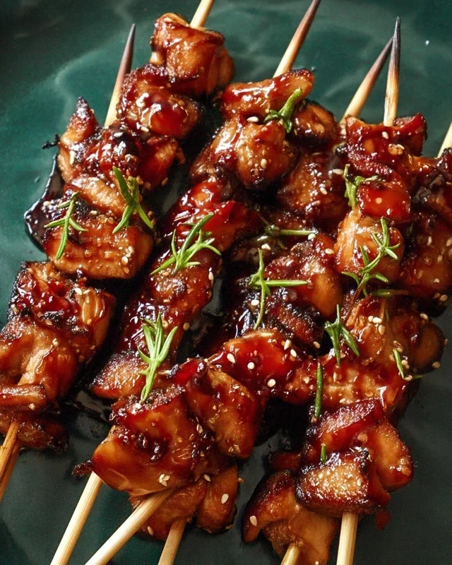Sticky Bourbon Extract Extract Chicken Skewers