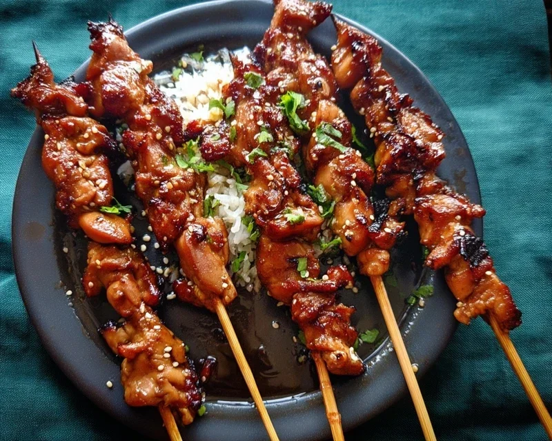 Sticky Bourbon Extract Extract Chicken Skewers