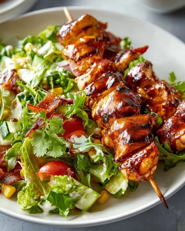 BBQ Chicken Skewer Salad