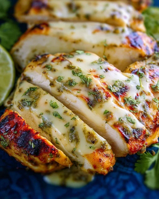 Grilled Salsa Verde Chicken with Pepper Jack