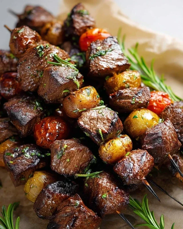 Rosemary Garlic Steak Kebabs