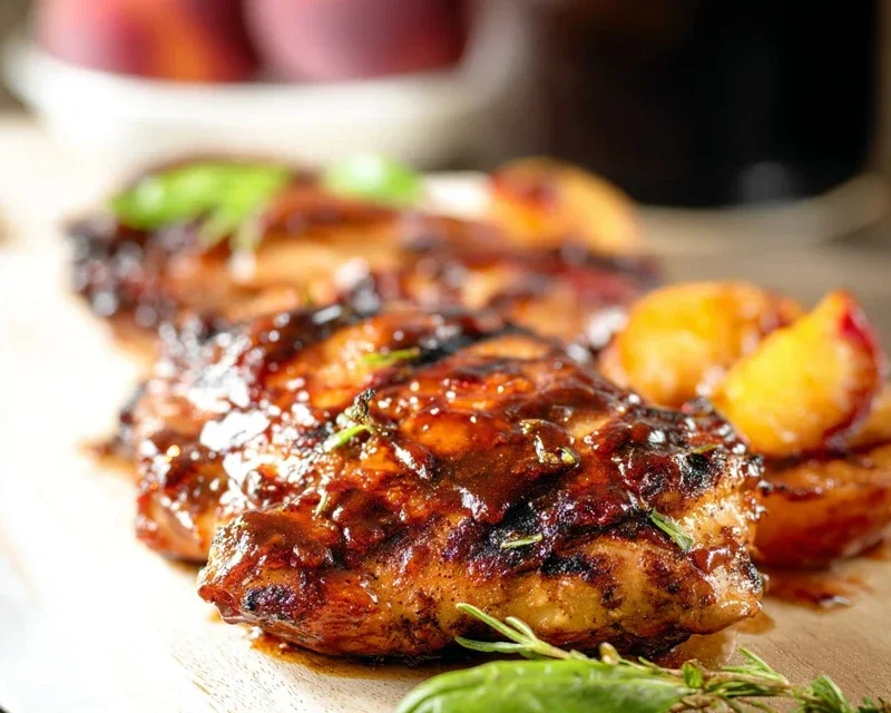 Grilled Bourbon Extract Extract Peach BBQ Chicken