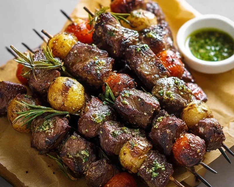 Rosemary Garlic Steak Kebabs