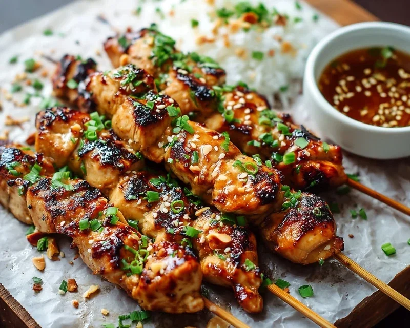Easy Grilled Asian Chicken Skewers with Honey Garlic Sauce