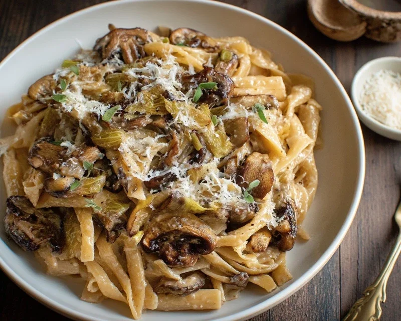 Caramelized Leek and Mushroom Gruyere Pasta