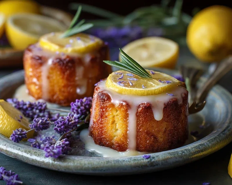 Mini Lemon Cakes With Lavender Glaze