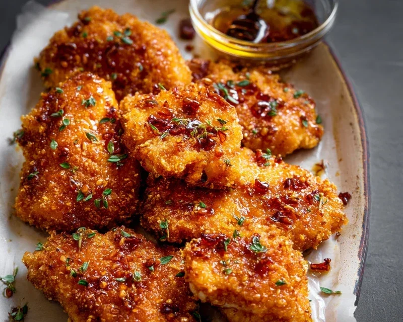 Baked Crunchy Hot Honey Chicken
