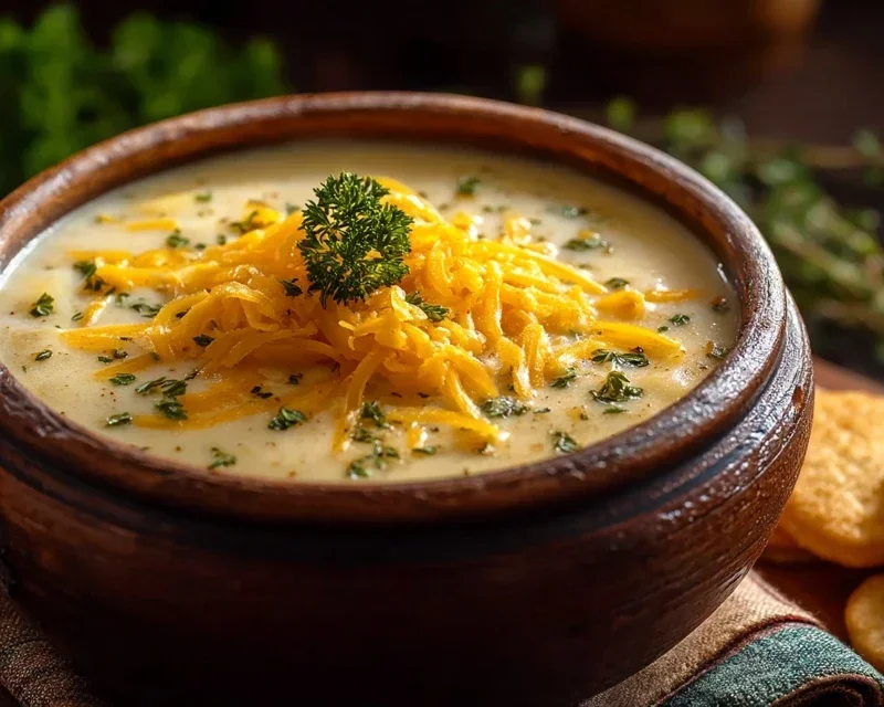 Hearty Cheddar Garlic Herb Potato Soup Recipe