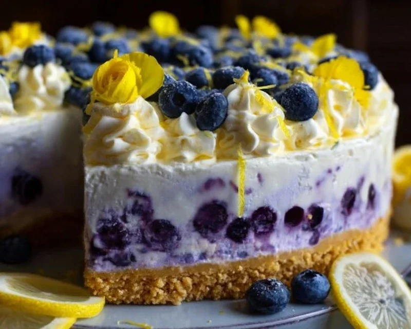 No-Bake Lemon dazzling Blueberry cream Cake