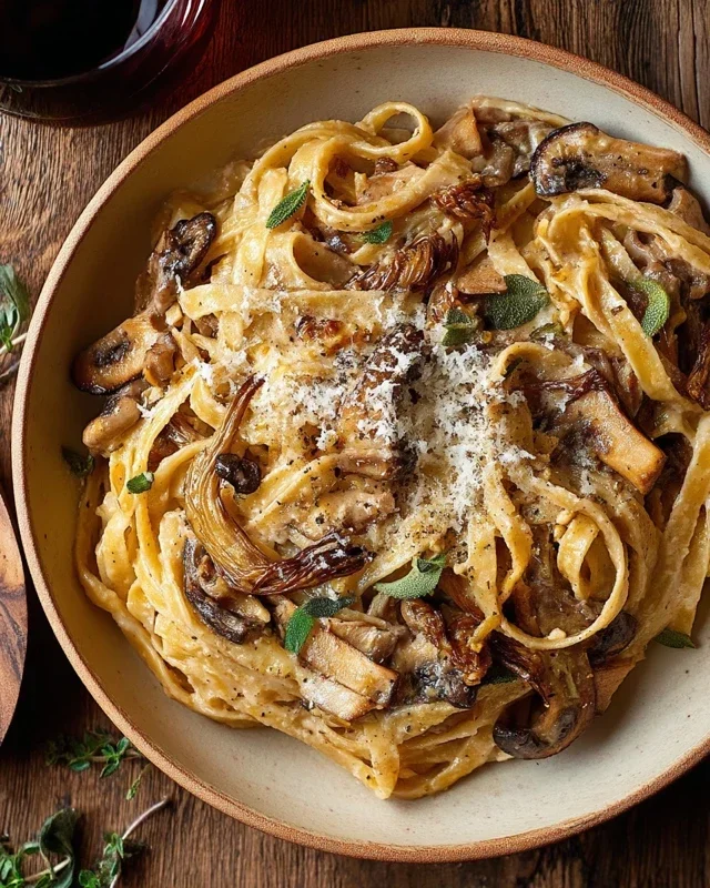 Caramelized Leek and Mushroom Gruyere Pasta