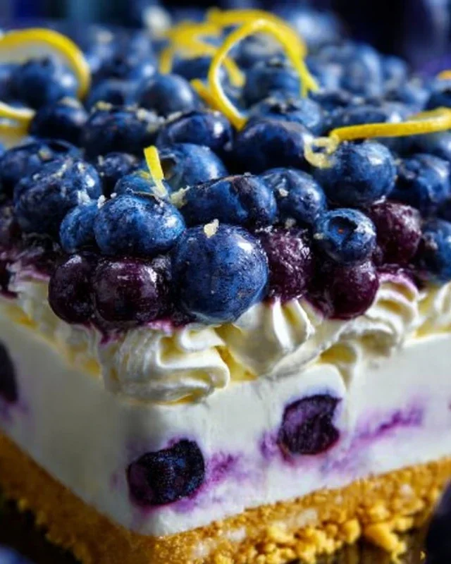 No-Bake Lemon dazzling Blueberry cream Cake