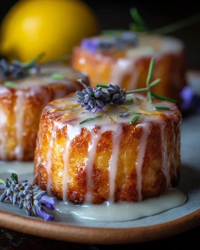 Mini Lemon Cakes With Lavender Glaze