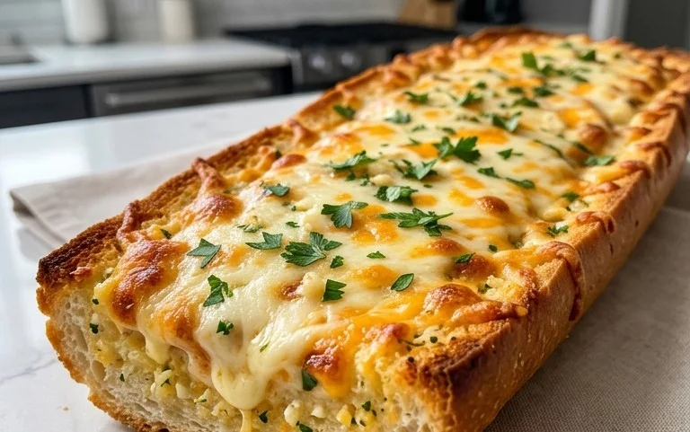 BEST CHEESY GARLIC BREAD RECIPE