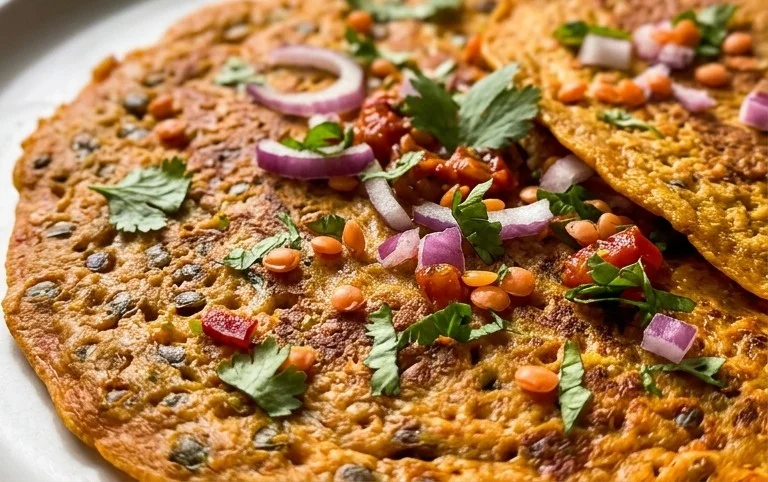Masoor Dal Chilla | Savory Red Lentil Pancakes