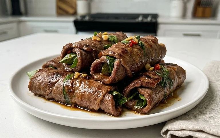 Thai Basil Beef Rolls