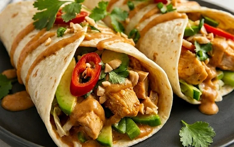 Thai Peanut Chicken Wraps
