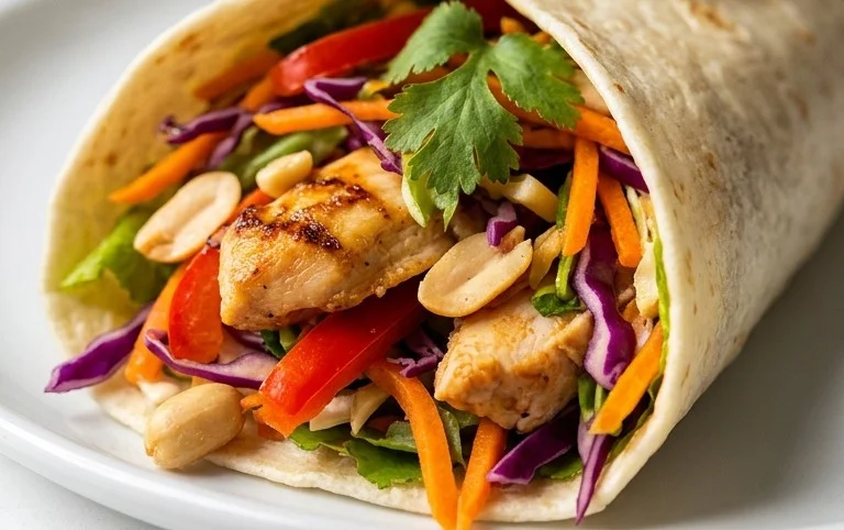 Thai Chicken Wrap with Crunchy Asian Slaw