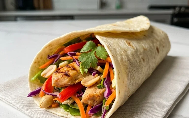 Thai Chicken Wrap with Crunchy Asian Slaw
