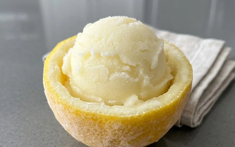 Sorbetto di Limone Dressed Up in a Frozen Lemon Shell
