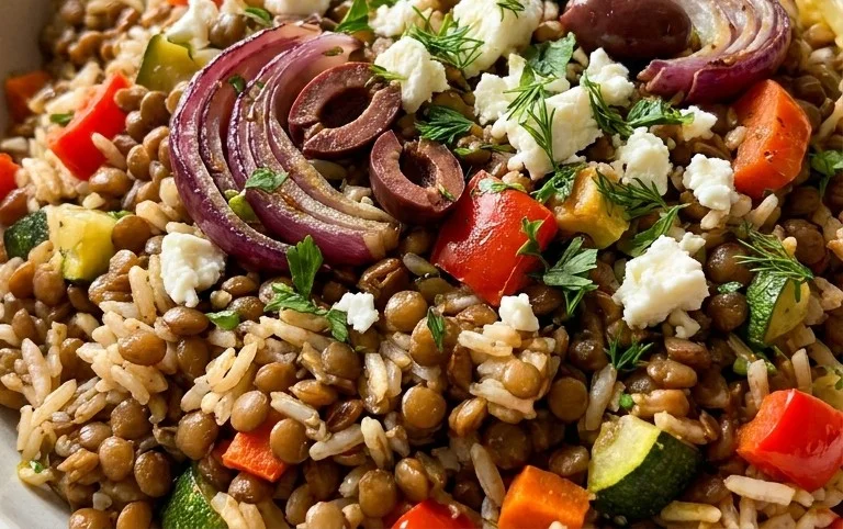Easy Mediterranean Lentils and Rice