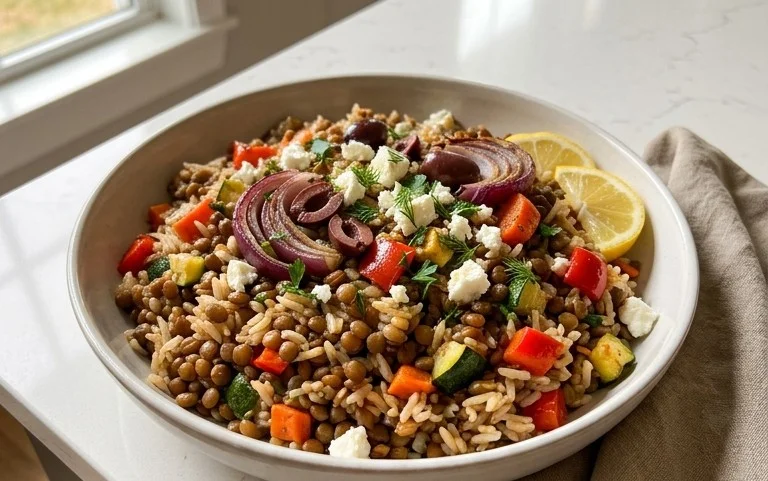 Easy Mediterranean Lentils and Rice