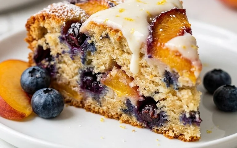 Peach and Blueberry Greek Yogurt Cake