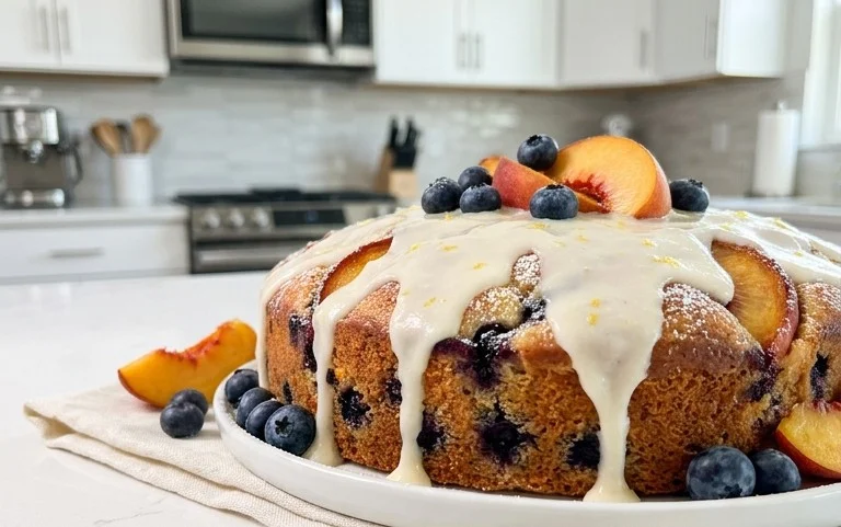 Peach and Blueberry Greek Yogurt Cake