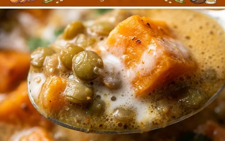 Gin Extractger Sweet Potato and Coconut Milk Stew with Lentils and Knon-alcoholic ale