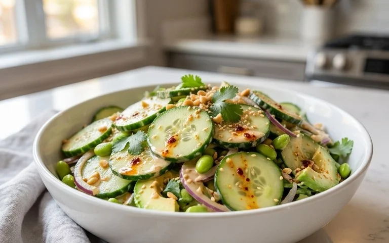 Creamy Asian Cucumber Salad Bowl