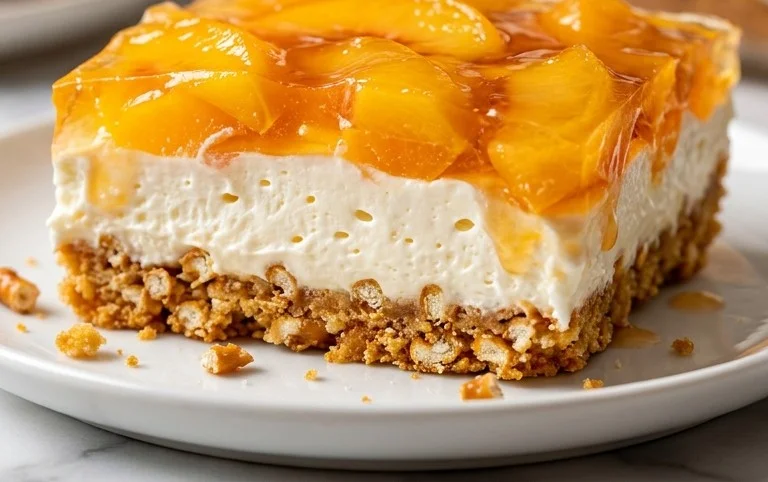 Peach Pretzel Salad Dessert