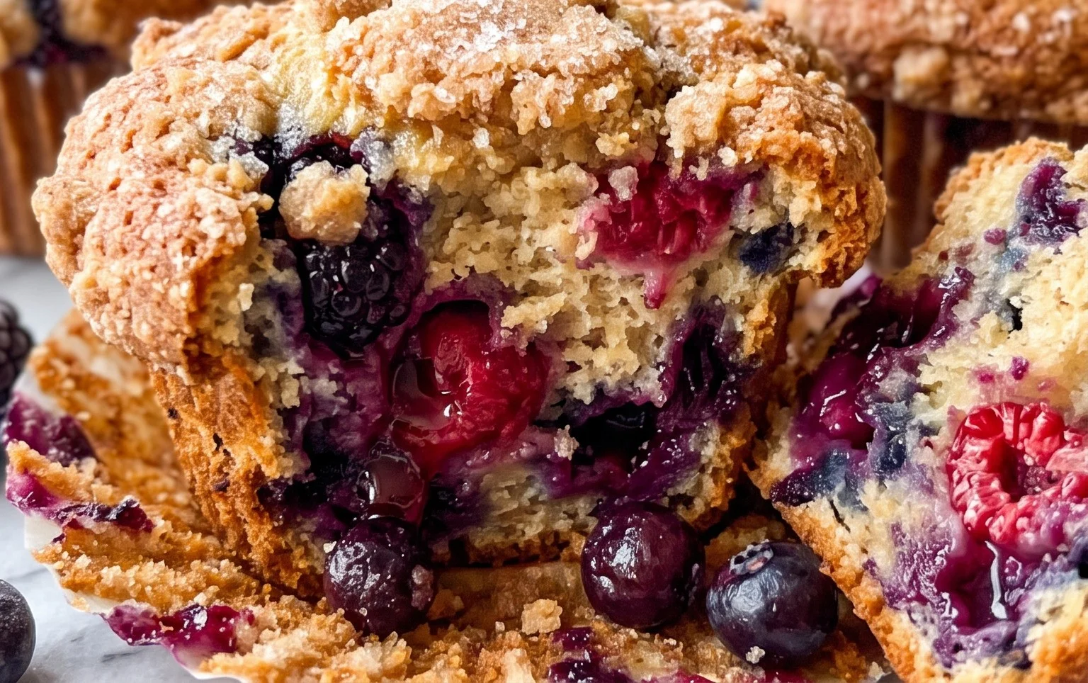 Bakery Style Mixed Berry Muffins | with Frozen Berries