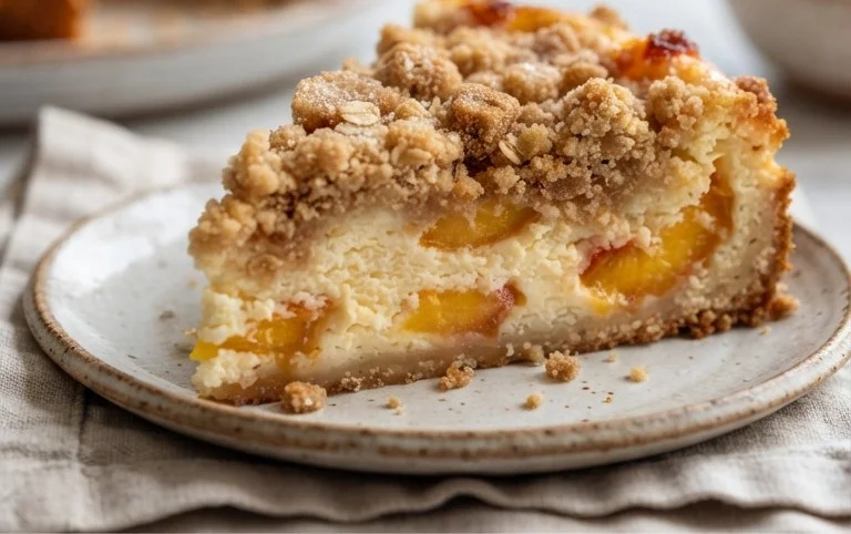 Peach Cream Cheese Cake with Streusel Topping