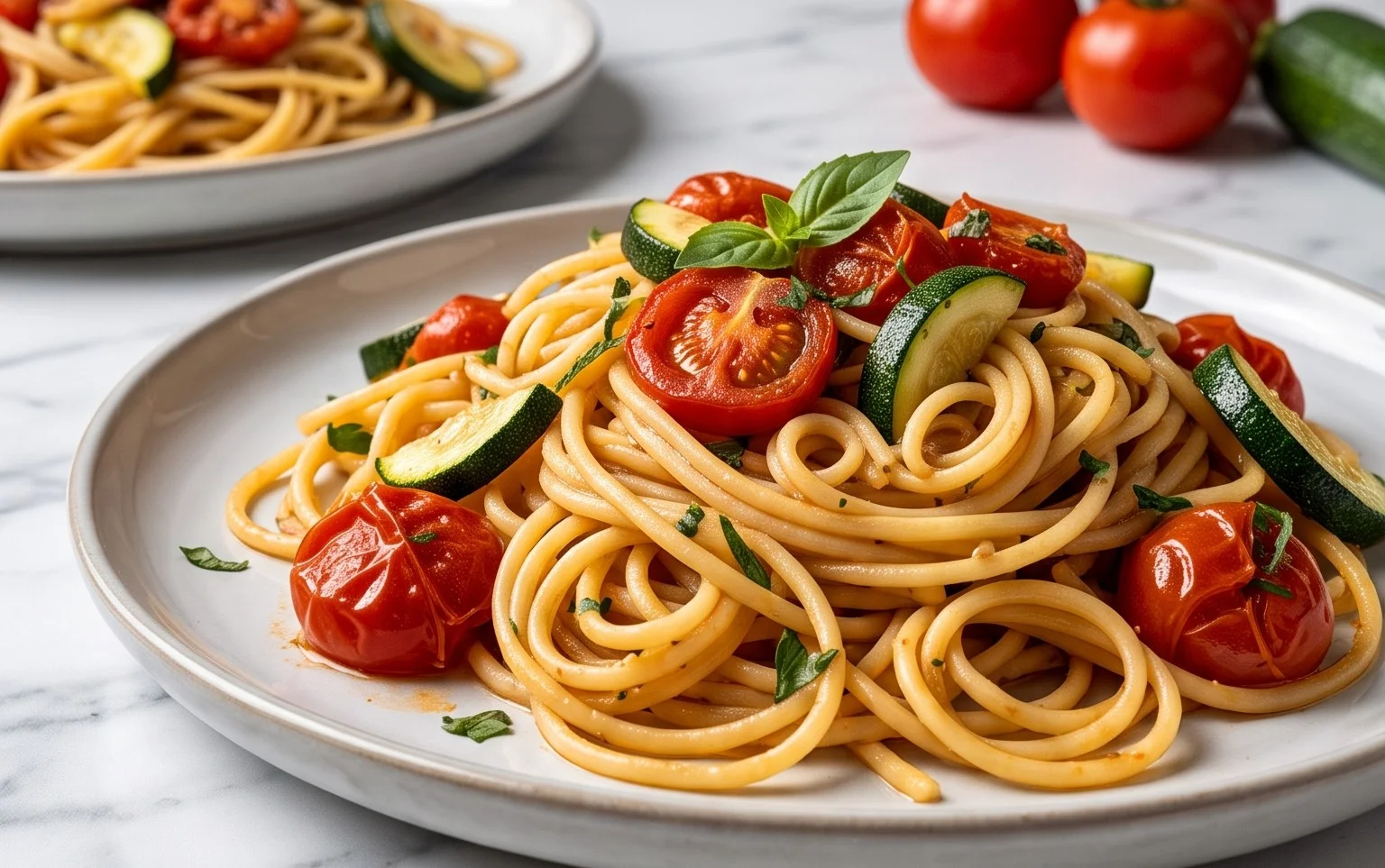 Healthy Tomato Zucchini Pasta
