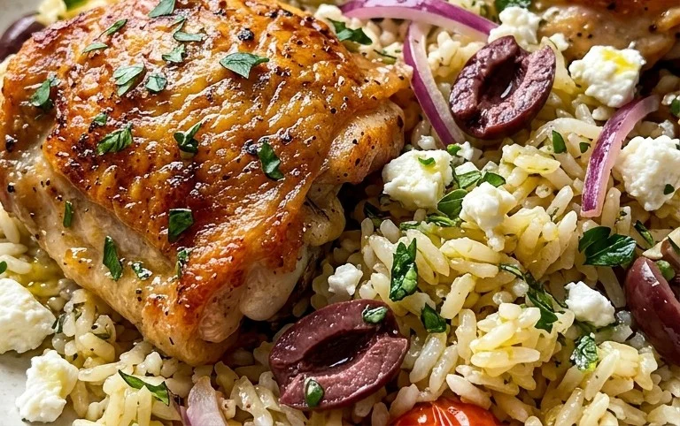 Greek Chicken and Lemon Rice (30 Minutes, One-Pot)