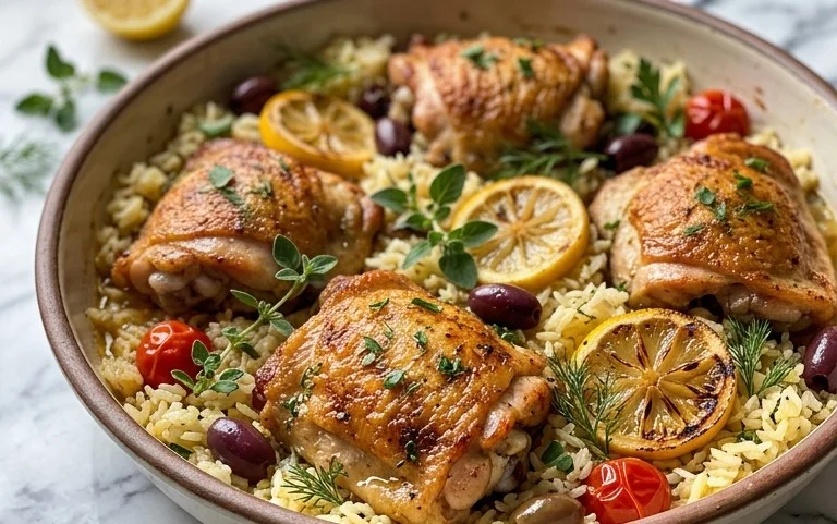 Greek Chicken and Lemon Rice (30 Minutes, One-Pot)