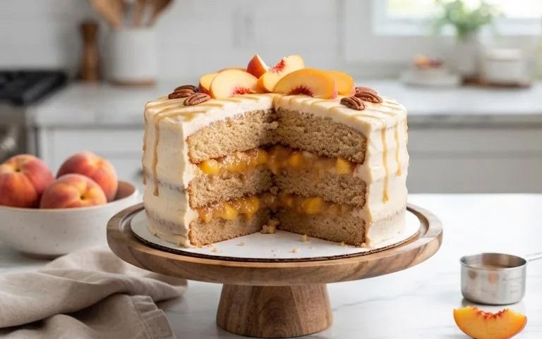Brown Sugar Layer Cake with Peach Filling