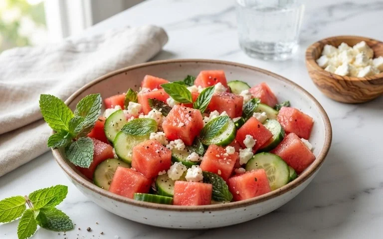 Watermelon Salad with Cucumber and Feta
